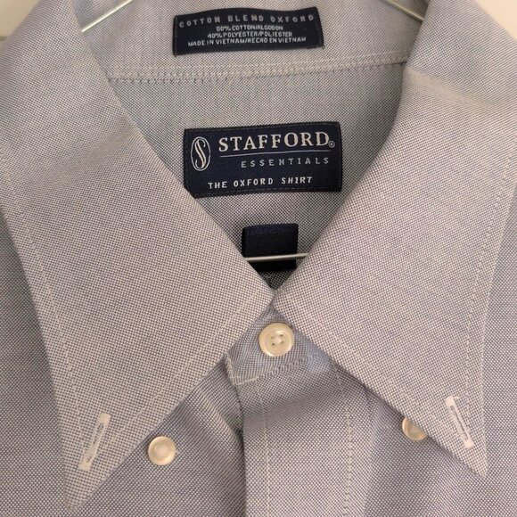 [EUC] Stafford Essentials Blue Dress Shirt - SZ 18 - Picture 7 of 8